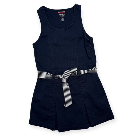 French Toast Navy Pleated Jumper with Ribbon Bow Size 6 - Picture 2 of 9